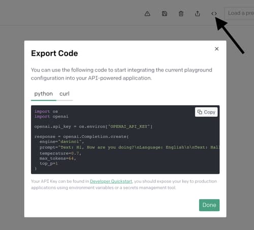 Экспорт кода в Python