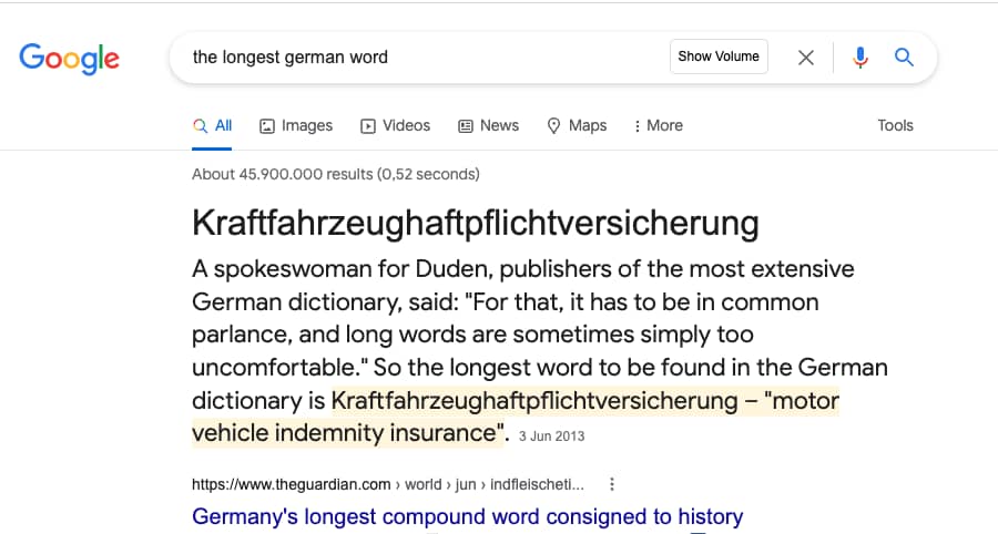 Самое длинное немецкое слово