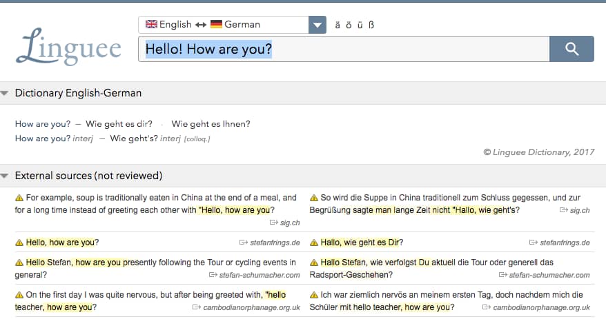 Linguee отлично подходит для изучения немецкого языка